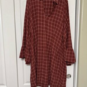 Torrid Plaid Bell-Sleeve Shirt Dress